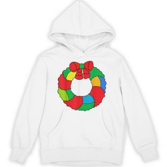 Building Bricks Christmas Patchwork Wreath Brickmas Builder Hoodie - Thegiftio UK