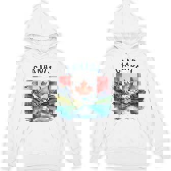 Canada Vintage Watercolor Flag Scenic Culture Travel Unisex Hoodie | Mazezy