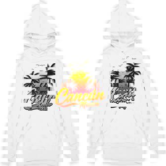 Cancun Mexico Sunset Palm Tree Beach Summer Vacation Travel Unisex Hoodie | Mazezy
