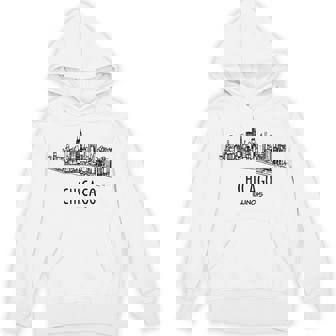 Chicago Illinois Skyline Buildings Architecture Souvenir Unisex Hoodie | Mazezy