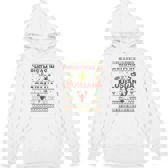 Christmas In Louisiana Cajun Holiday Crawfish Art Unisex Hoodie | Mazezy