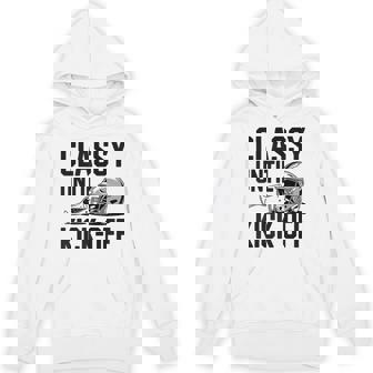 Classy Until Kick-Off – Fun Football Mom Game Day Unisex Hoodie | Mazezy