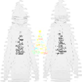 Colorful Construction Trucks Stacked Into A Christmas Tree Hoodie - Thegiftio