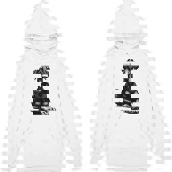 Cool Doberman With Floppy Ears Lying Pose On Chest Hoodie - Thegiftio