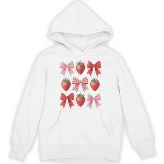 Cute Bow Coquette Strawberry Festival Cottagecore Aesthetic Hoodie - Thegiftio UK