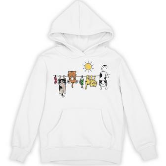 Cute Cats Hanging On A Clothes Line Cat Hoodie - Thegiftio UK