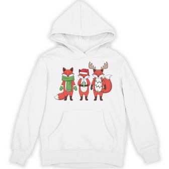 Cute Christmas Foxes Holiday Lights Antlers Hoodie - Thegiftio