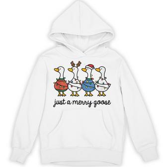 Cute Christmas Geese Holiday Preppy Just A Merry Goose Hoodie - Thegiftio UK