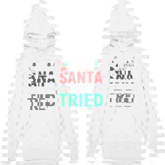 Dear Santa I Really Tried Christmas Family Xmas Pajama Tri-Blend Hoodie | Seseable FR
