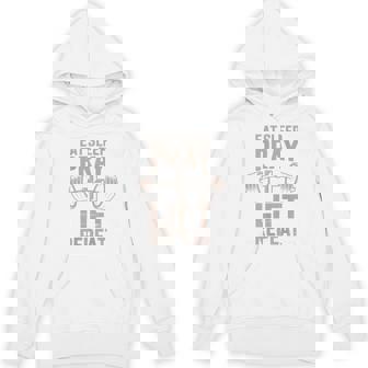 Eat Sleep Lift Repeat Jesus Christian Workout Dumbbell Cross Unisex Hoodie | Mazezy