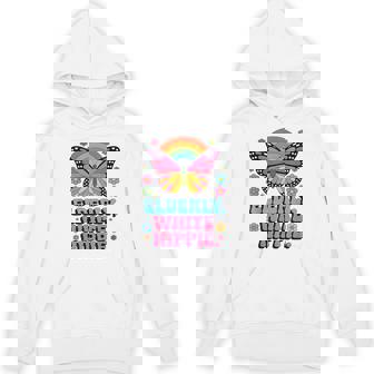 Elderly Hippie Retro Vibe Butterfly Vintage 70s Groovy Unisex Hoodie | Mazezy