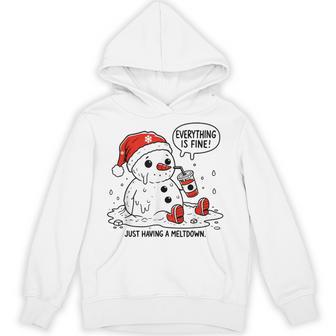 Everything Is Fine Just Having Meltdown Christmas Snowman Hoodie - Thegiftio UK