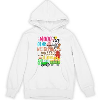 Farm Animals Sounds Oink Baa Neigh Cluck Moo Toddler Farmer Hoodie - Thegiftio UK
