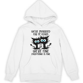 Fine Linen Wedding We're Married For 12 Years Hoodie - Thegiftio UK