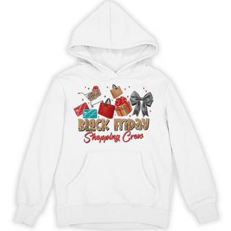 Friday Shopping Crew Coquette Bow Leopard Christmas Black Hoodie - Thegiftio UK