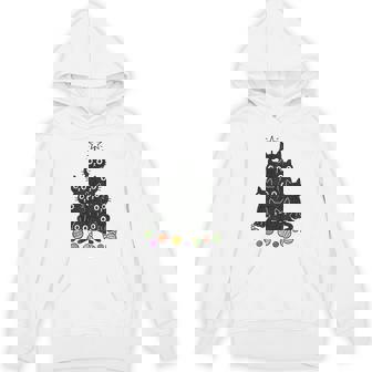 Black Cat Christmas Tree Cats Lover Meow Xmas Holiday Hoodie | Seseable FR