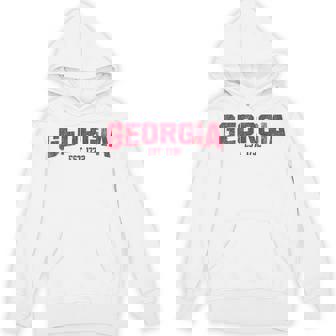 Georgia Ga Vintage Athletic Red Text Sports Hoodie | Mazezy