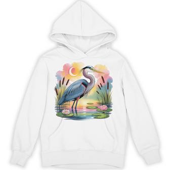 Great Blue Heron Wading At Dawn Beautiful Birding Bird Lover Hoodie - Monsterry