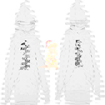 Holiday Santa Hat & Christmas Light Xmas Labrador Dog Tri-Blend Hoodie | Mazezy