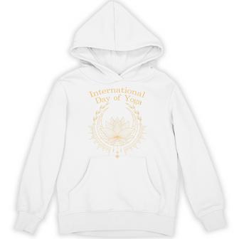 International World Yoga Day Sun Lotus Flower Sanskrit Unisex Hoodie - Monsterry
