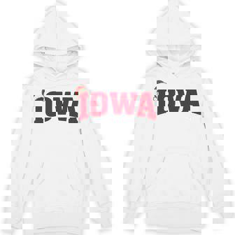 Iowa Christmas Santa Hat Retro Throwback Souvenir Unisex Hoodie | Mazezy