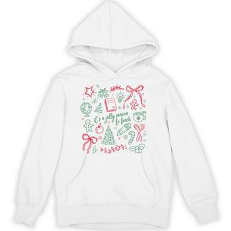 It's A Jolly Season To Teach Coquette Bow Christmas Holiday Hoodie - Seseable