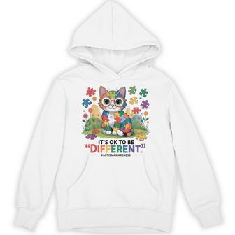 It's Ok To Be Different Cool Autism Awareness Cute Cat Hoodie - Monsterry