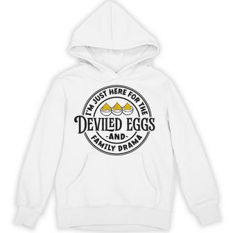 Just Here For The Deviled Eggs & Family Drama Thanksgiving Hoodie - Thegiftio UK