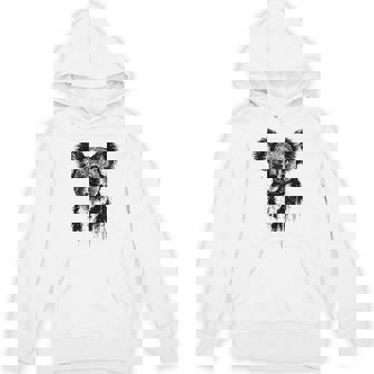 Koala Ink Art Australian Wildlife Portrait Grunge Koala Bear Unisex Hoodie | Mazezy