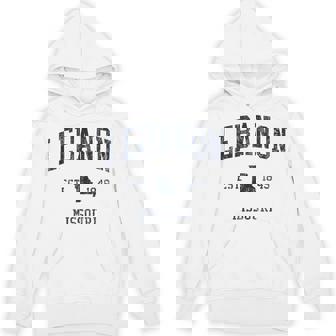 Lebanon MO JN1 Vintage Athletic Blue Tank Top Unisex Hoodie | Mazezy