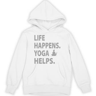 Life Happens Yoga Helps Small Grey Hoodie - Thegiftio UK