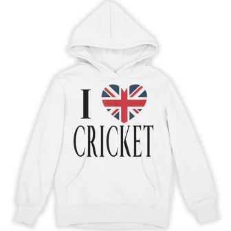 I Love Cricket British Flag Heart Text Tank Top Unisex Hoodie | Mazezy