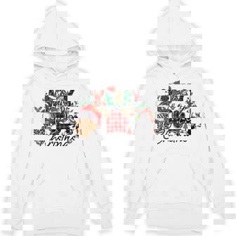 Merry Christmas Leopard Plaid Paw Print Hoodie | Mazezy