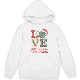 Merry Picklemas Christmas Pickleball Love Santa Hat Tri-Blend Hoodie - Thegiftio UK