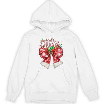 Mr & Mrs Couples Coquette Bow Family Christmas Lights Pajama Tri-Blend Hoodie - Thegiftio UK