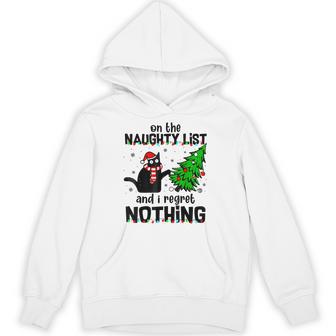 On The Naughty List And I Regret Nothing Cat Christmas Tree Hoodie | Seseable CA