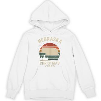 Nebraska Vibes Shirt Retro Circle NE State Xmas Scene Tank Top Unisex Hoodie | Mazezy