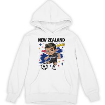 New Zealand Kid Goal Cartoon New Zealand Flag For Kids Unisex Hoodie | Mazezy