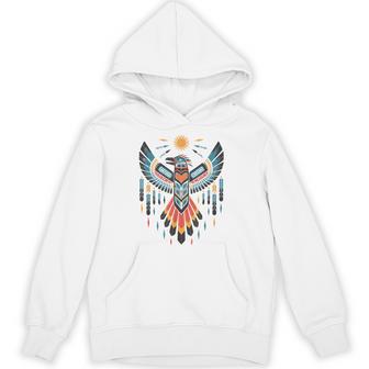 North American Tribal Thunderbird Vibrant Geometric Hoodie - Monsterry