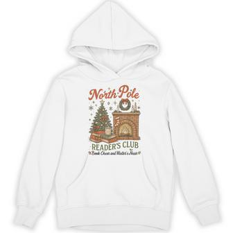North Pole Readers Club Christmas Cozy Fireplace Book Lover Hoodie - Seseable