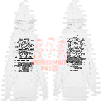 Peppermint Posse Candy Cane Christmas Santa Hat Hoodie - Thegiftio