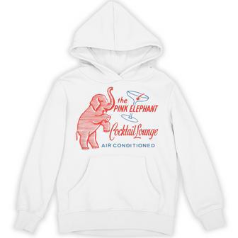 Pink Elephant Vintage Cocktail Lounge 1950S Retro Graphic Hoodie - Thegiftio UK