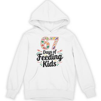 Retro 67 Days Of Feeding Kids Lunch Lady Cafeteria Worker Unisex Hoodie - Monsterry