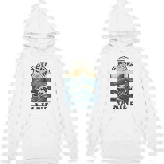 Retro Castine Shark Fin Swimming Ocean Maine Tank Top Unisex Hoodie | Mazezy