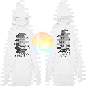 Retro Vintage Sunset Golden Gate Bridge San Francisco City Unisex Hoodie | Mazezy