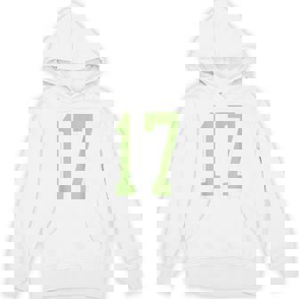 Sage Green And Number 17 Jersey Player Uniform 17 Unisex Hoodie | Mazezy