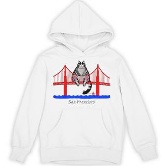 San Francisco Cat Golden Gate Bridge Book Lover Vintage Hoodie - Thegiftio UK