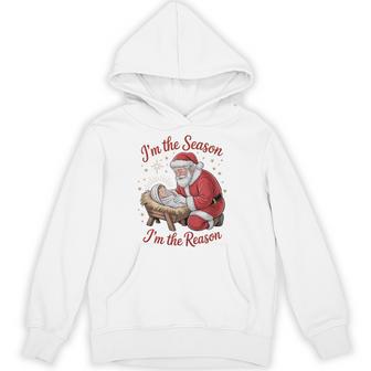 Santa And Baby Jesus Christmas Humor Holiday Tri-Blend Hoodie - Thegiftio UK