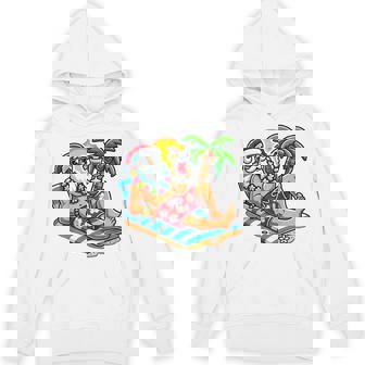 Santa Claus In Swim Trunks Christmas In July Beach Party Hoodie - Thegiftio