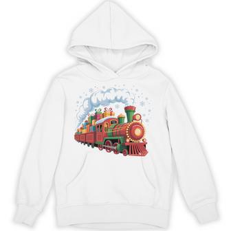 Santa Train Lights Snow Christmas Winter Holiday Tri-Blend Hoodie - Thegiftio UK
